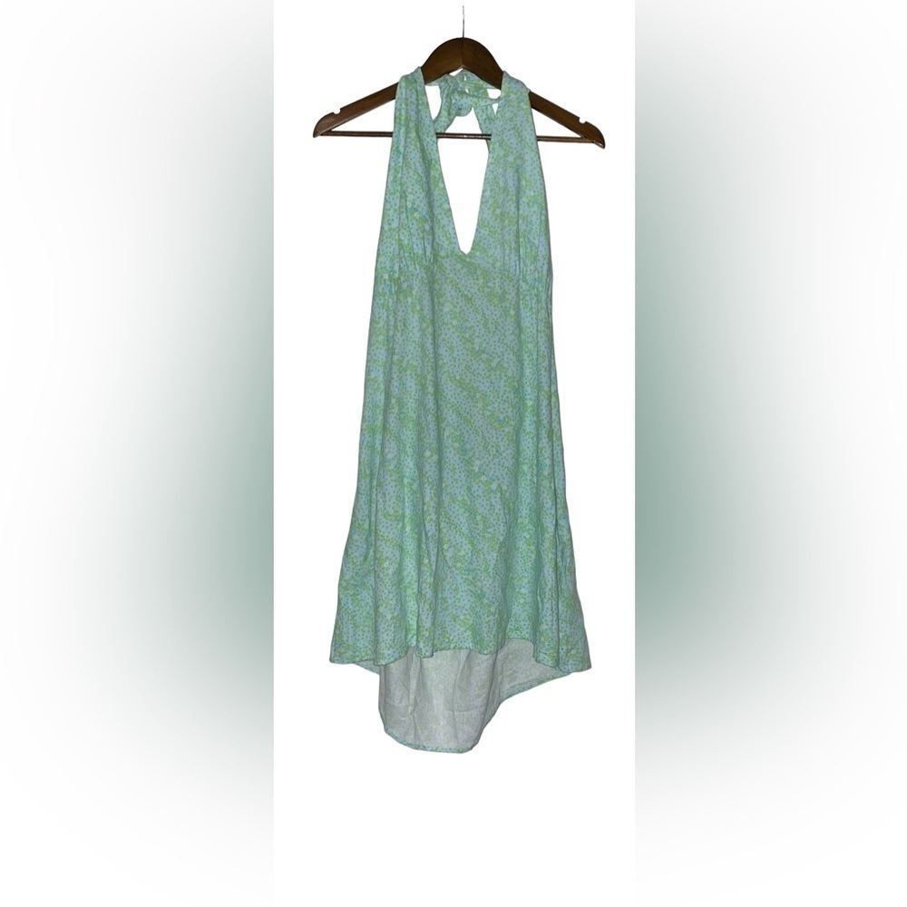 BP Women Halter Plunging Neckline‎ Mini Dress 1X Linen Rayon Sleeveless Boho NEW